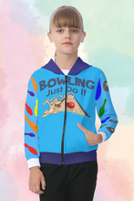 Load image into Gallery viewer, Bowling Just Do It All-Over Print Kid's Zip-up Hoodie With Patch Pocket