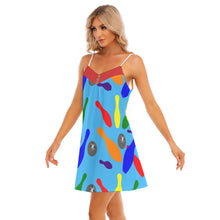 Load image into Gallery viewer, Women's Bowling All-Over Print Women's V-neck Cami Dress