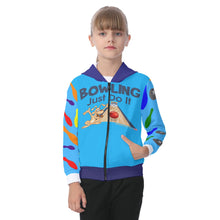 Load image into Gallery viewer, Bowling Just Do It All-Over Print Kid's Zip-up Hoodie With Patch Pocket